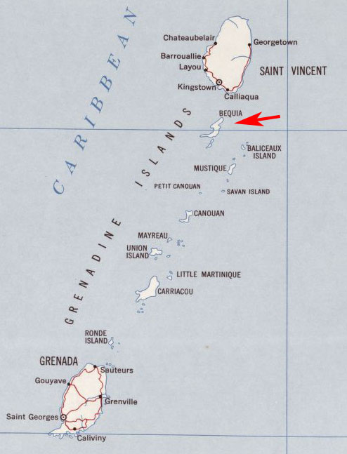 Bequia & Grenadine Islands map