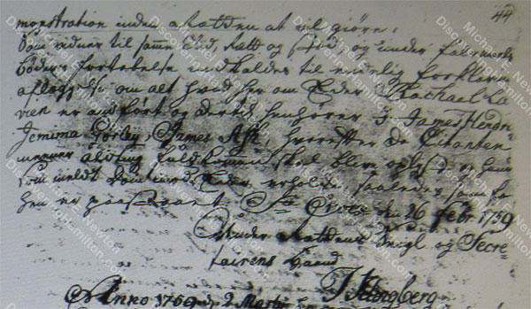 1759 Lavien divorce summons with Jemima Gorley