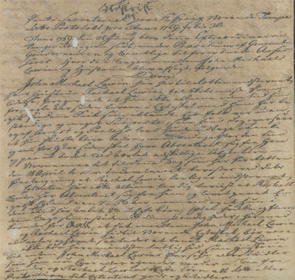 John Michael Lavien divorce ruling, June 25, 1759