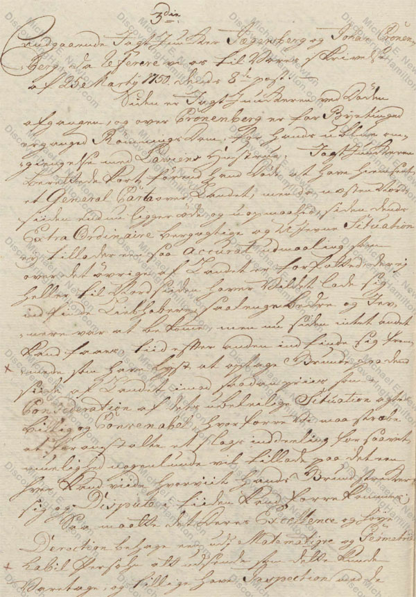 St. Croix Privy Council, July 30, 1750, about Johan Cronenberg