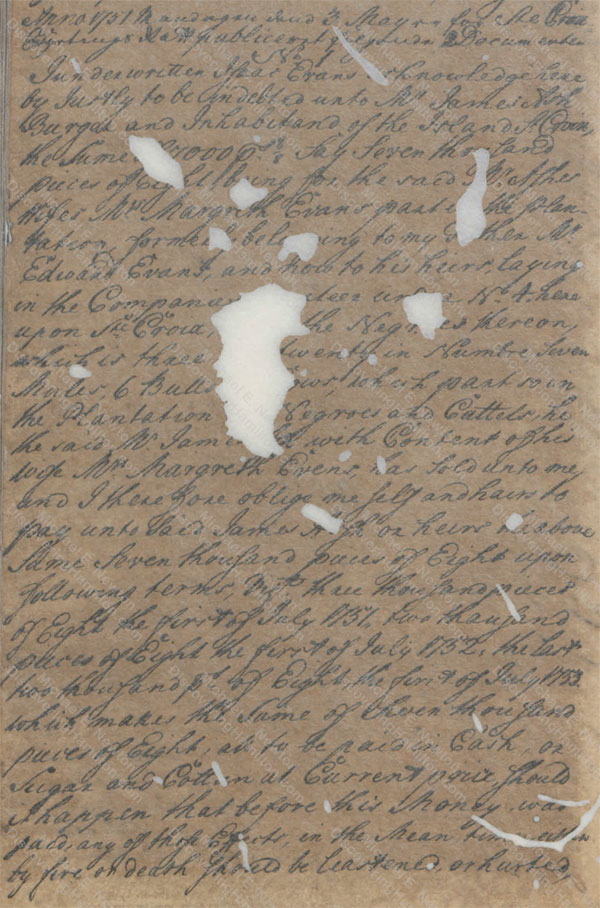 Isaac Evans mortgage to James Ash, March 29, 1751