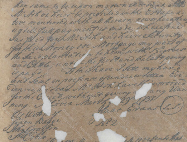 Isaac Evans mortgage to James Ash, March 29, 1751