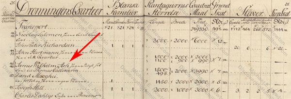 1759 St. Croix matrikel, James Ash sells Nos. 45 and 46 Queen’s Quarter to Thomas Callenan