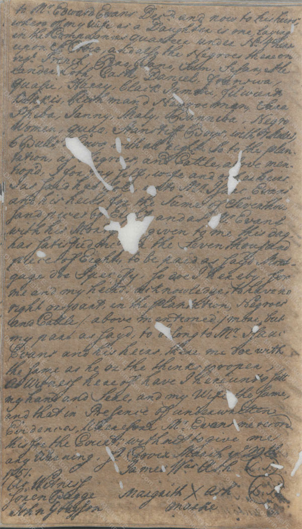 James Ash deed to Isaac Evans, March 29, 1751