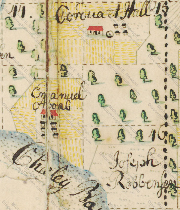 Johan Cronenberg 1749/1750 St. Croix Map, Nos. 45 and 46 Queen's Quarter