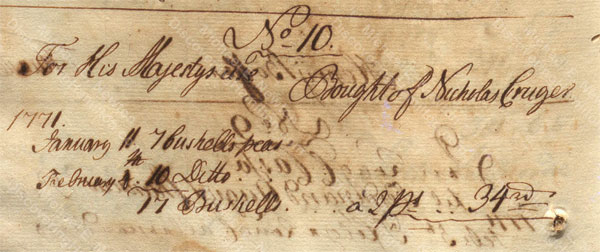 Alexander Hamilton receiving payment from St. Croix Privy Council for Nicholas Cruger, February 1771