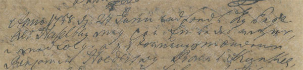 James Hendrie, June 1758, Christiansted bailiff register