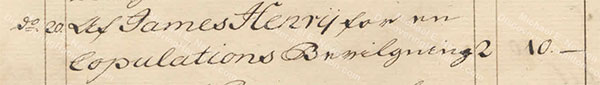 James Hendrie marriage license, March 20, 1758