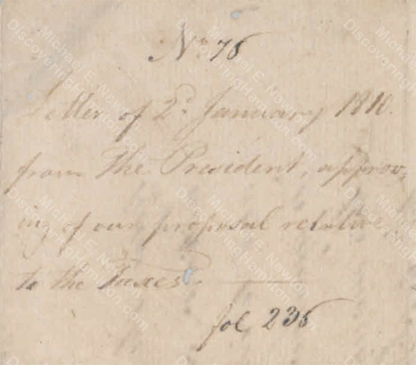 President Edward Stevens to the Burgher Council, January 2, 1810