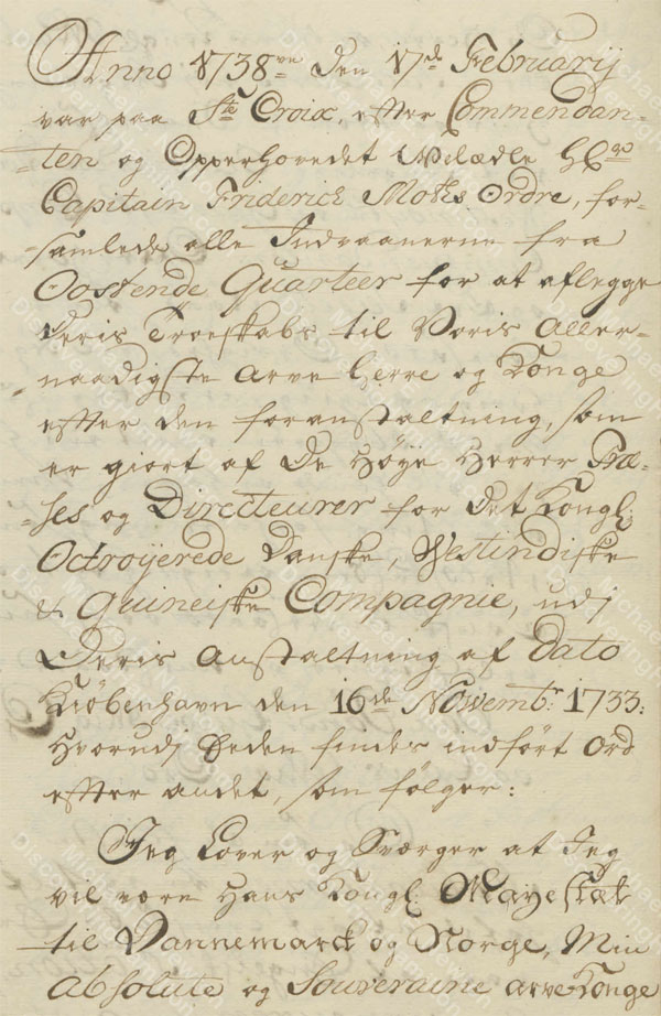 St. Croix Oaths of Allegiance, 1745