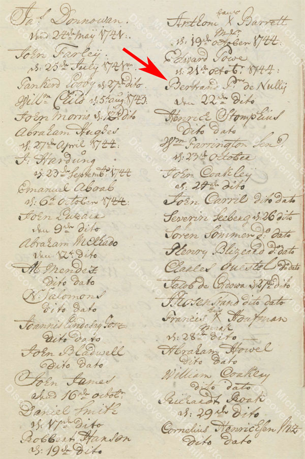 St. Croix Oaths of Allegiance, 1745