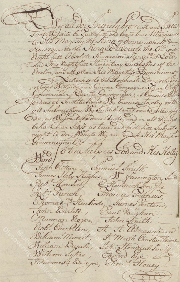 St. Croix Oaths of Allegiance, 1746